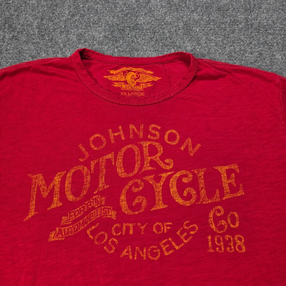 Johnson Motors Motorcycle Red Graphic T‎ Shirt XXLarge Men California Made